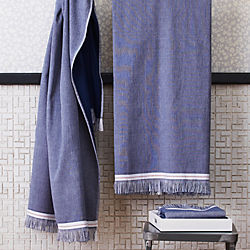 The Hill-Side selvedge navy bath towels