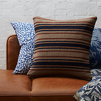 The Hill-Side workwear blanket stripe dhurrie 18" pillow