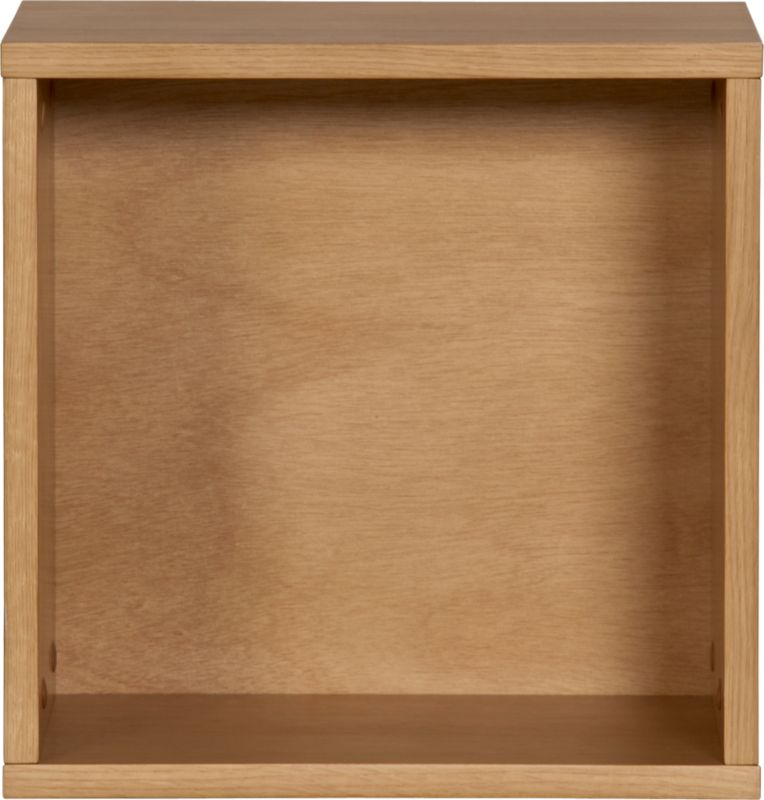hyde oak veneer 16" square open wall mounted cabinet. 16"Wx11.25"Dx16"H