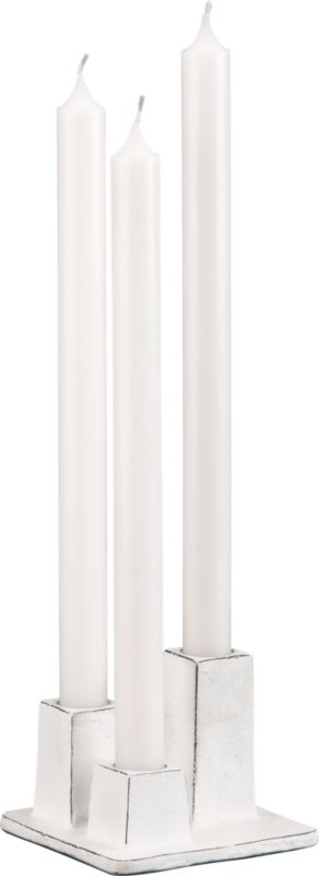 iron taper white candleholder
