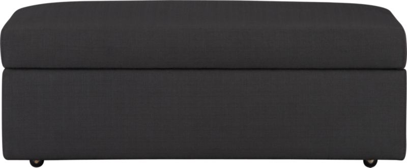 storage ottoman in slate. overall: 44"Wx25"Dx16"Hinterior: 40.75"Wx22"Dx8"H