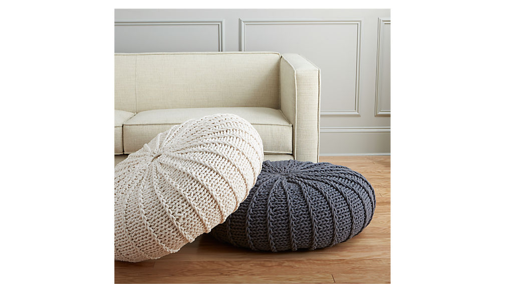 jumbo knit shale pouf CB2