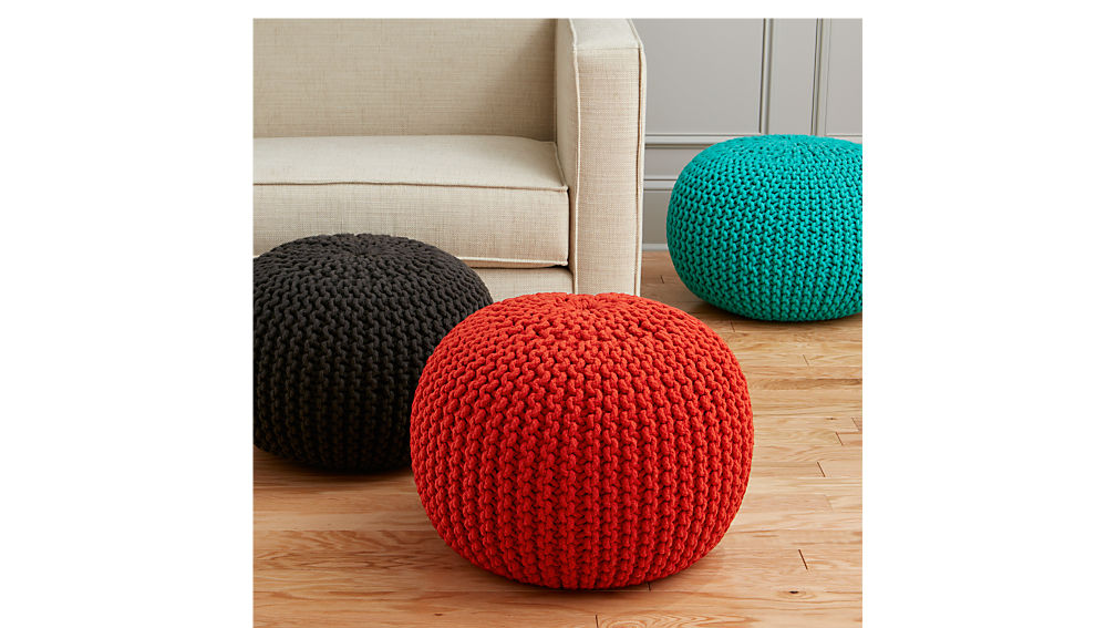 knitted graphite pouf CB2