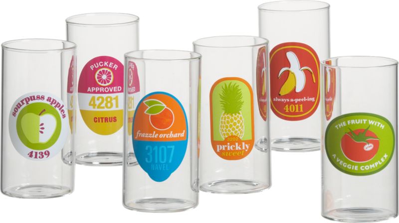 label glasses set of six