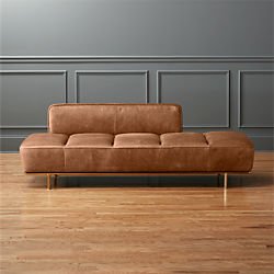 lawndale brown leather daybed with brass base