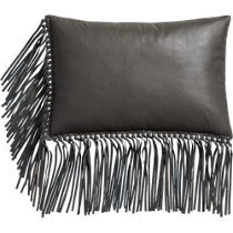 leather fringe grey 18"x12" pillow