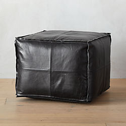 leather black pouf
