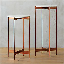 marble-rose gold pedestal tables