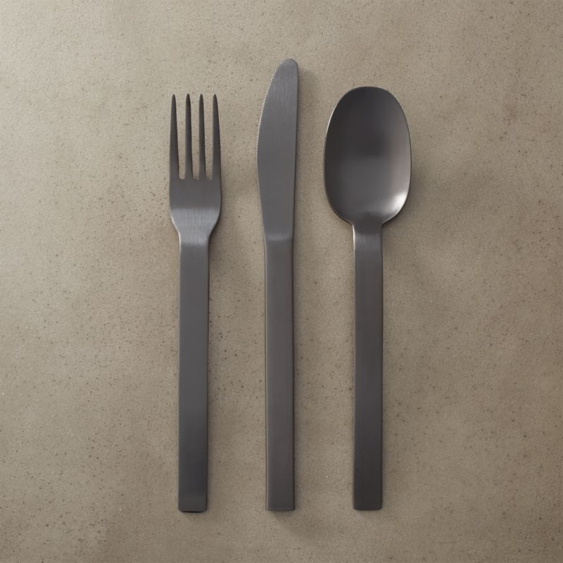 12piece matte black flatware set CB2