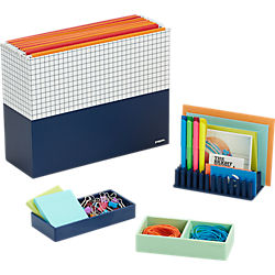 Poppin ® navy organizers and mint this that tray