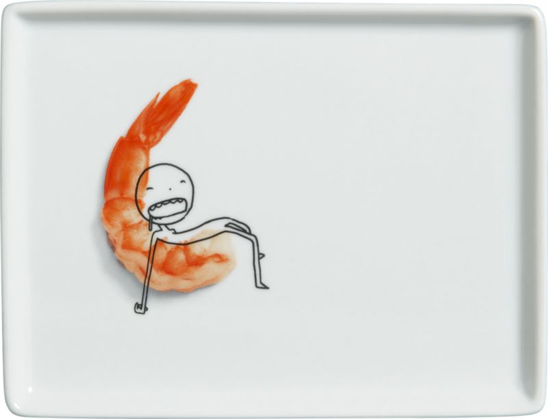 oliver shrimp appetizer plate. 6.5"Wx5"Dx.5"H