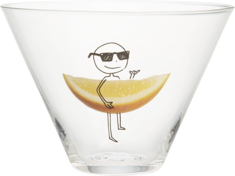 lemon martini glass. 8.5 oz.; 4.5"dia.x3.25"H