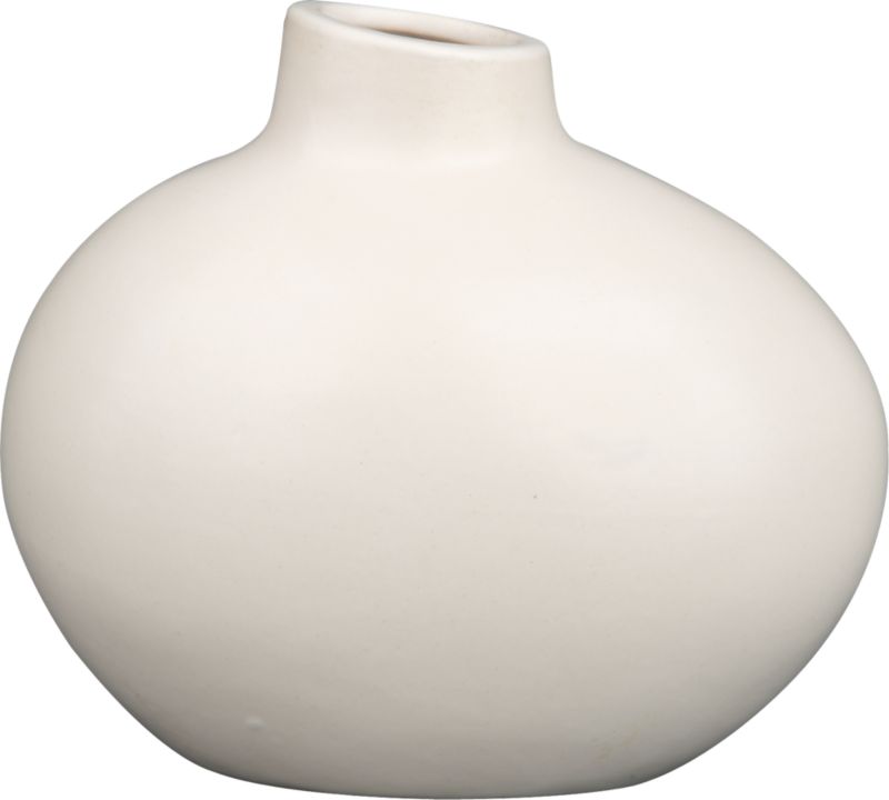 organic white vase. 6.75"Wx4.75"Dx6"H