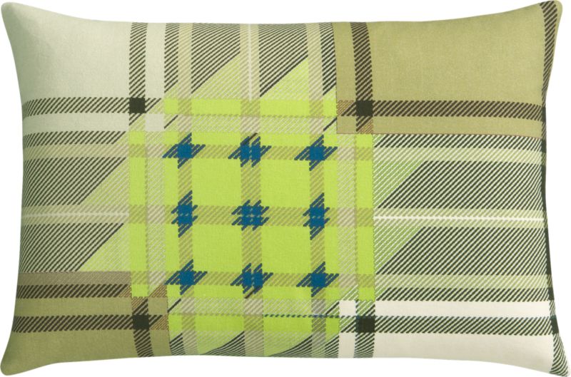 plaid chartreuse 18"x12" pillow