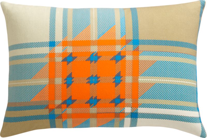plaid orange 18"x12" pillow
