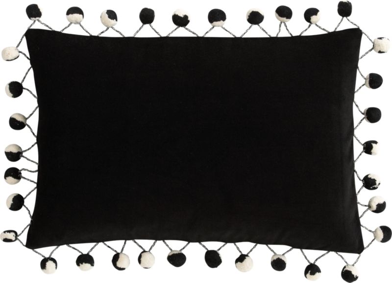 pom pom black 18"x12" pillow