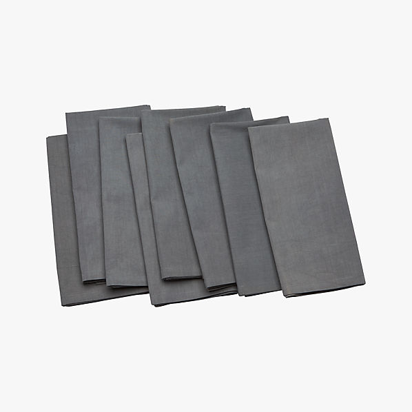 set of 8 poplin grey napkins CB2