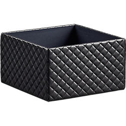 quilted black open storage box