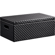 quilted black storage box with lid