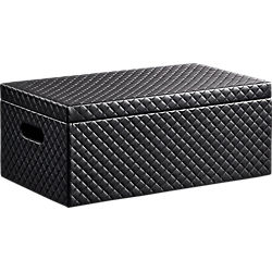 quilted black storage box with lid