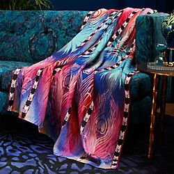 peacock linen throw