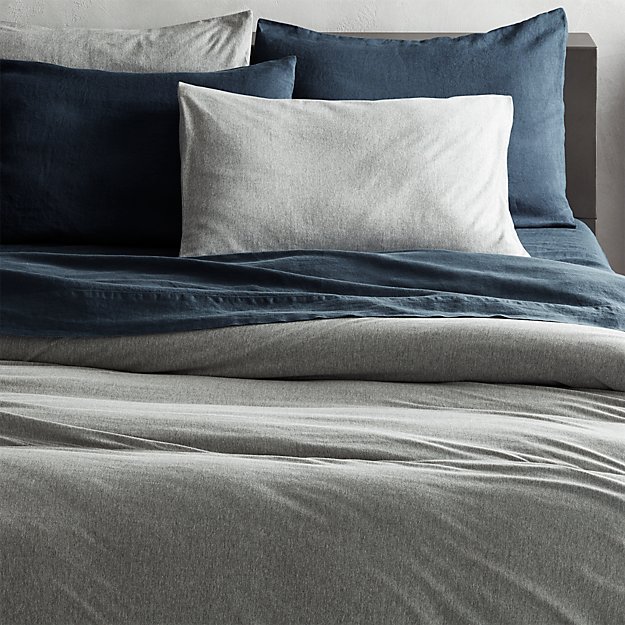 recycled jersey grey full/queen duvet cover | CB2