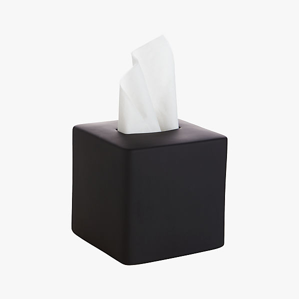 rubber coated black tissue box cover CB2