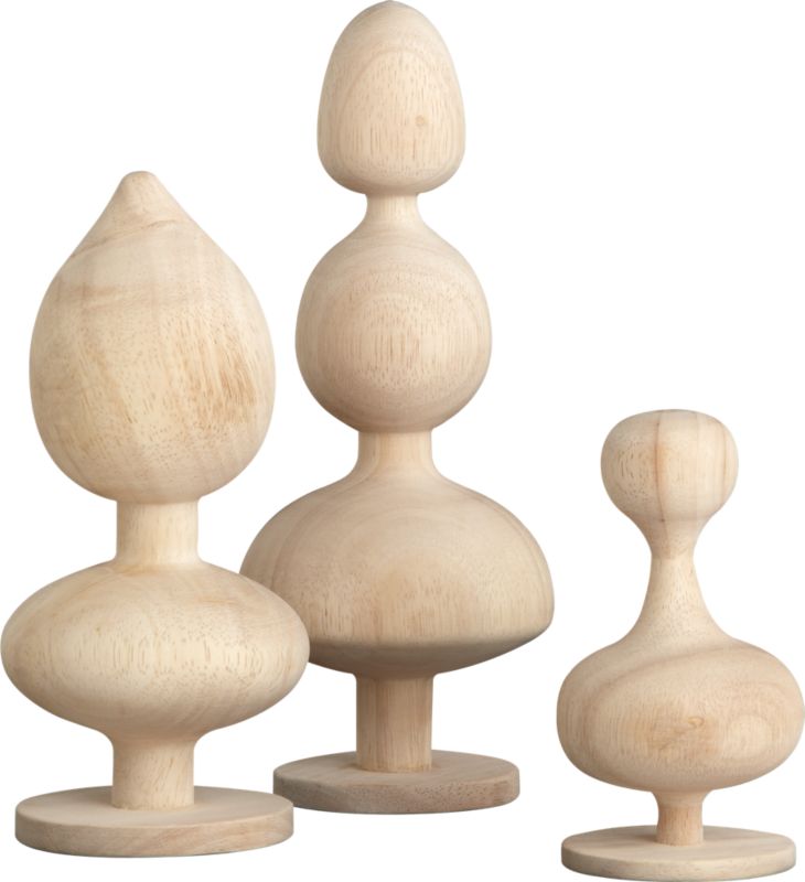 3-piece rubberwood tree set
