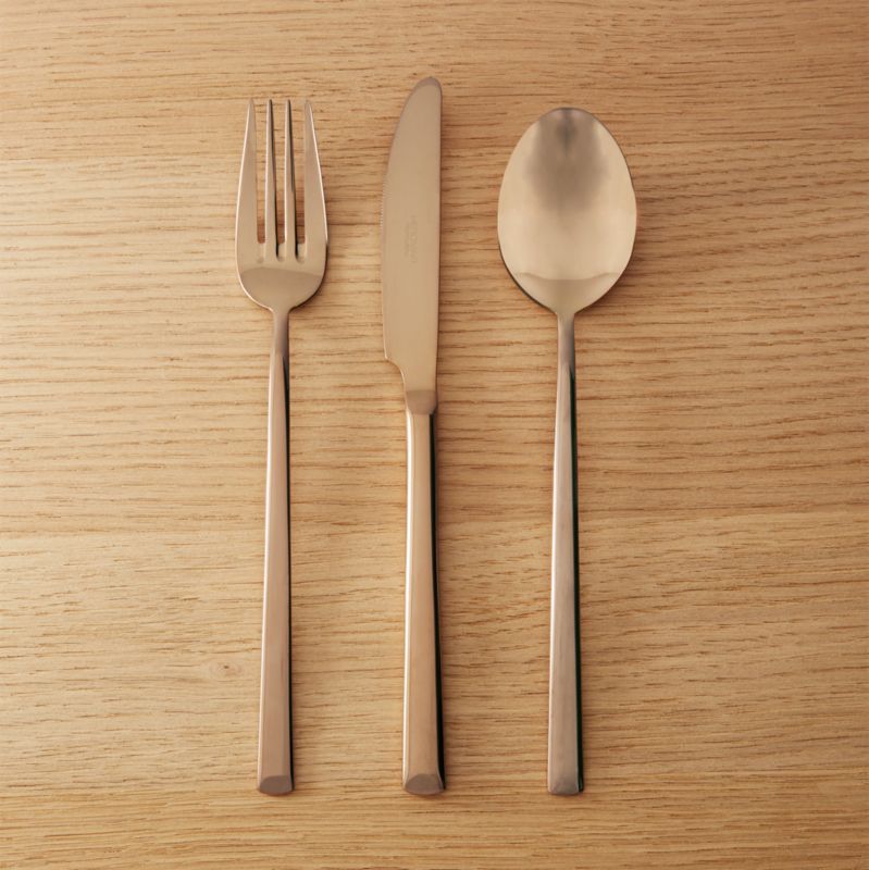 12piece shiny copper flatware set CB2