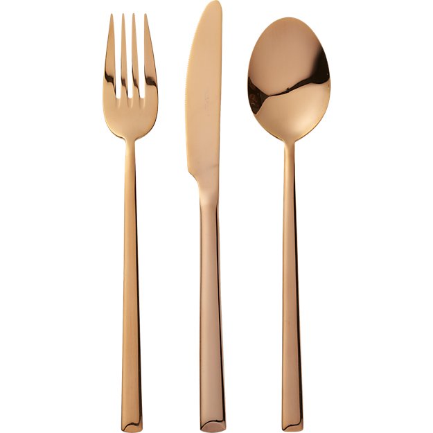 3piece shiny copper flatware set CB2