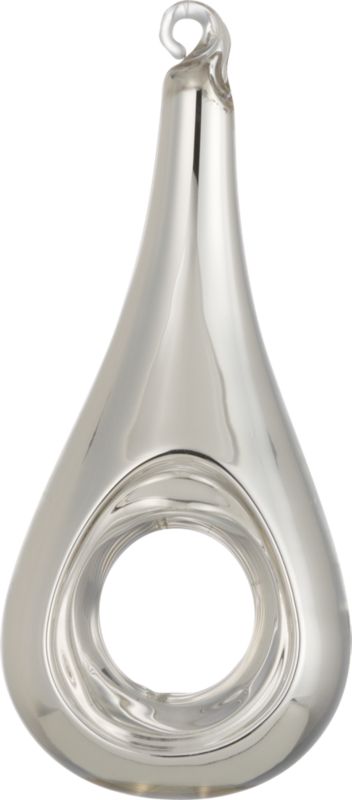silver glass teardrop ornament