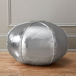 silver metallic pouf