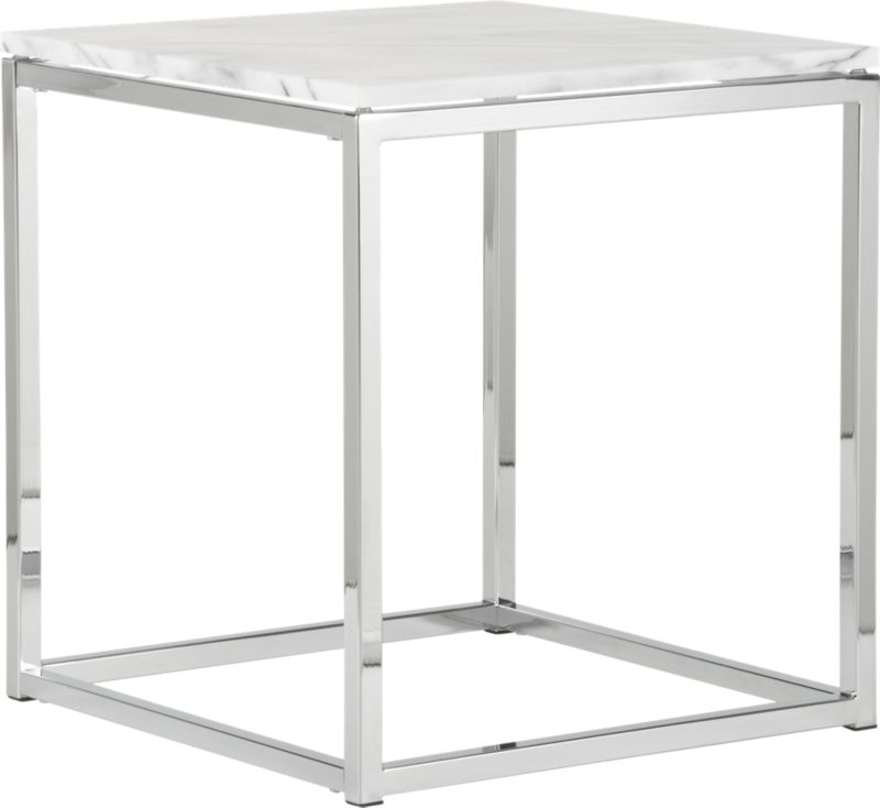 smart marble top side table | CB2 : carrara stylish side table accent table grey