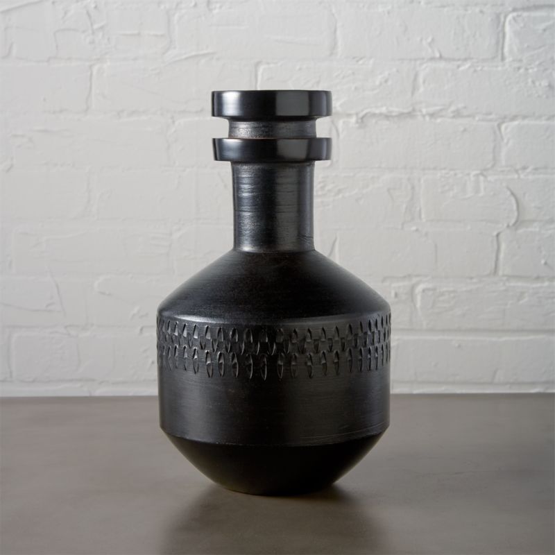 smoke stack black vase CB2