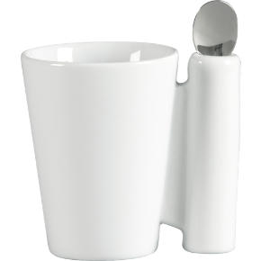 spoon coffee mug white with stainless steel spoon