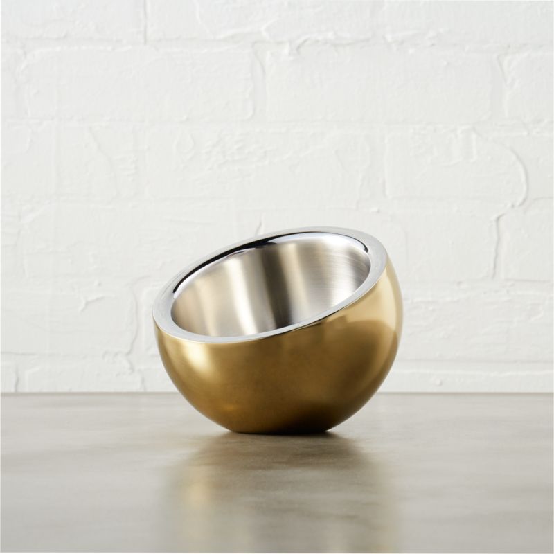 stainless steel gold mini snack bowl CB2