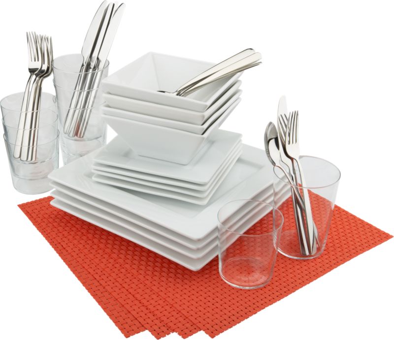 42-piece fab four hot orange dinner set