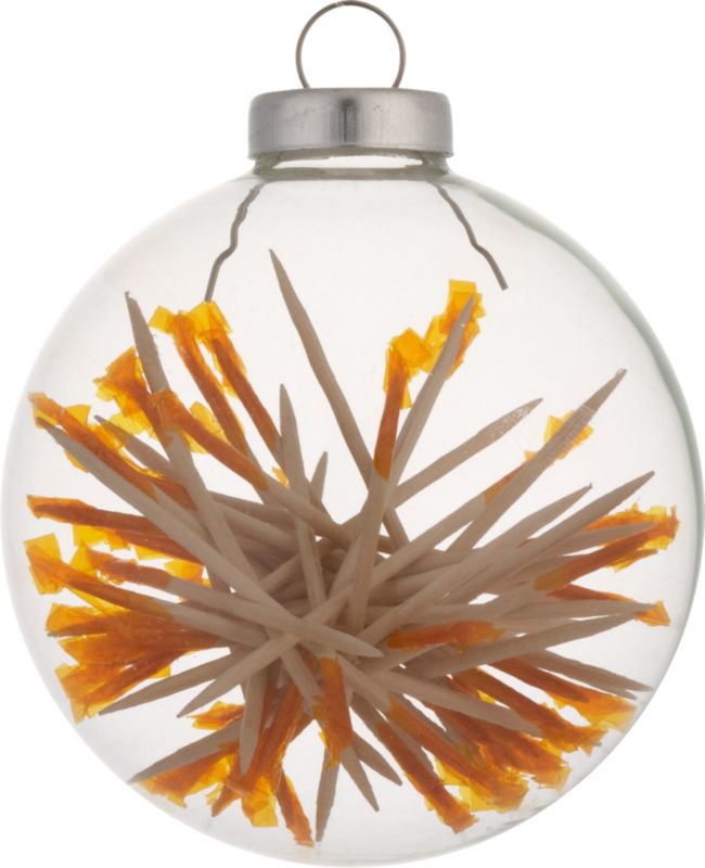 glass toothpick orange ball ornament