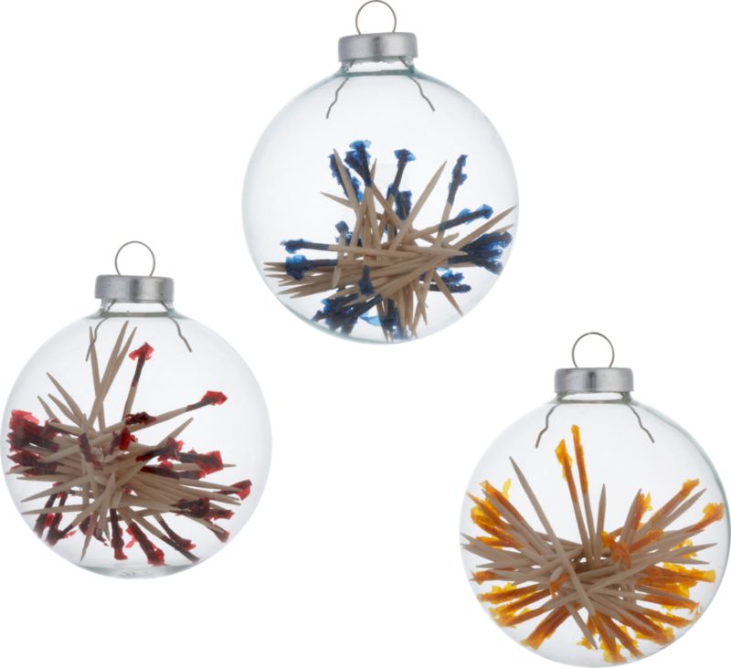 glass toothpick ball ornaments