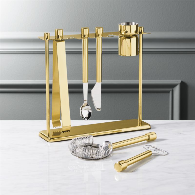 top shelf bar tool set with stand CB2