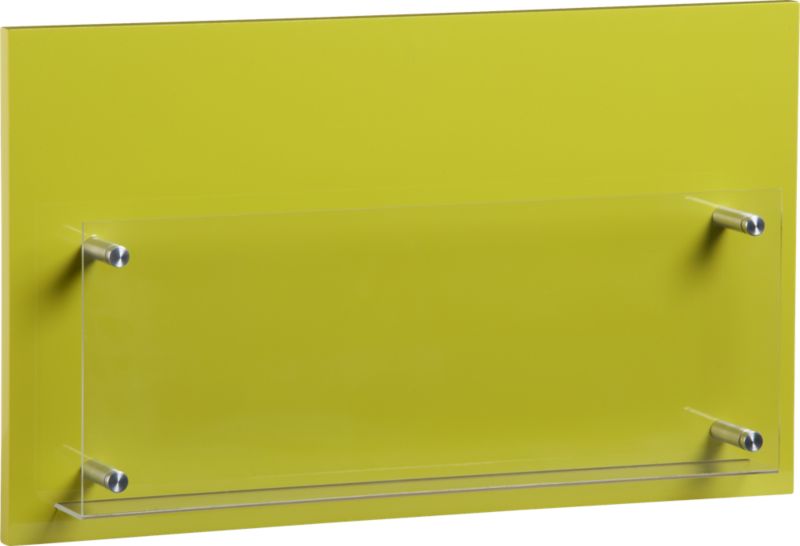 chartreuse wall magazine rack. 19.75"Wx2.5"Dx11.75"H