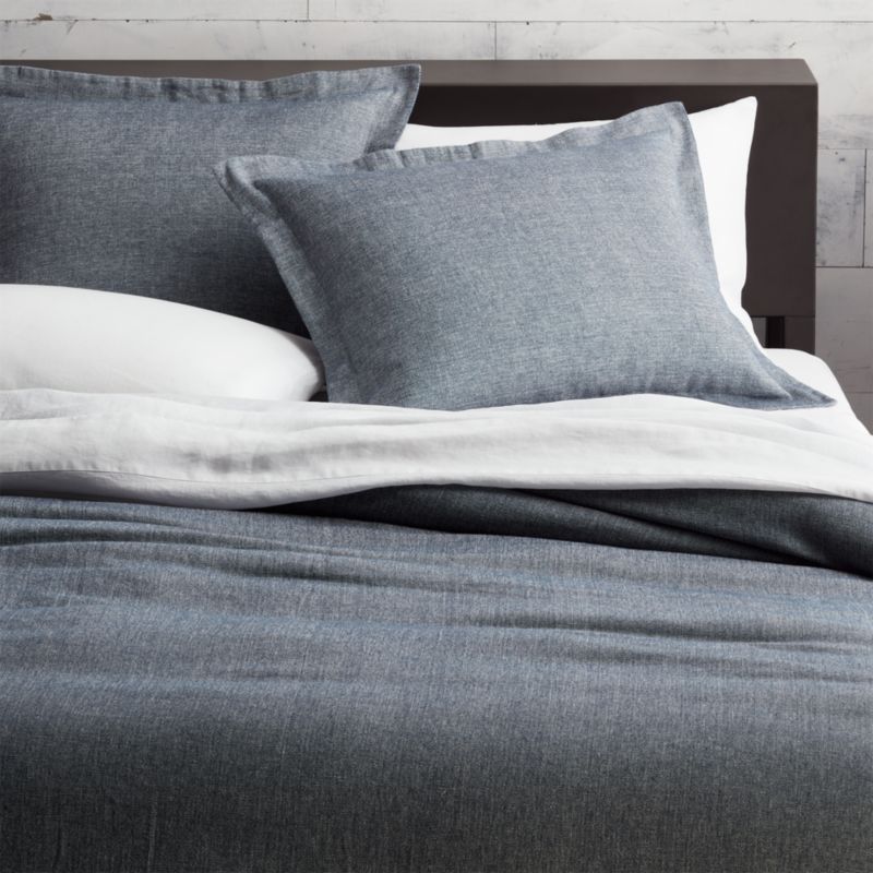 weekendr blue chambray king duvet cover | CB2