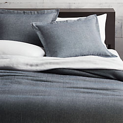 weekendr blue chambray bed linens