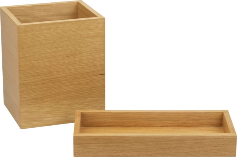 white oak waste can/tank tray