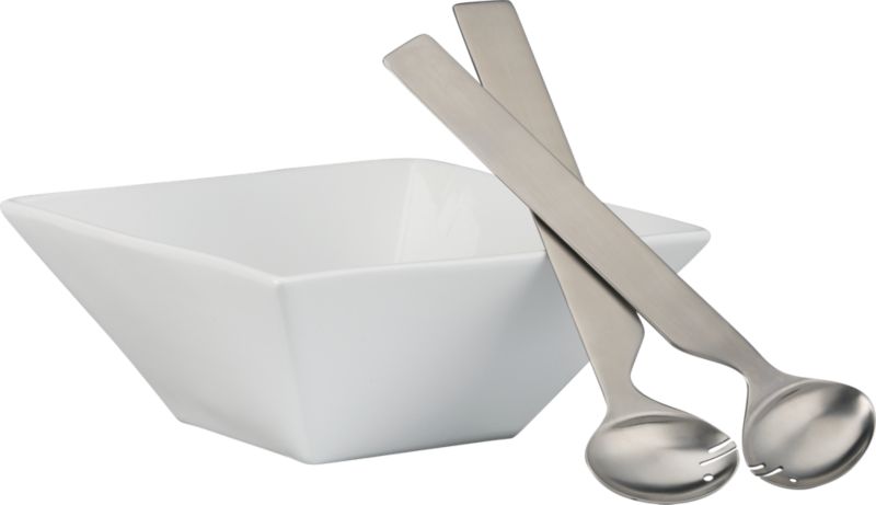 3-piece white square salad gift set