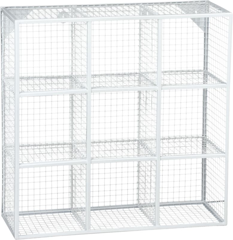 wire 9 cube white wall shelf