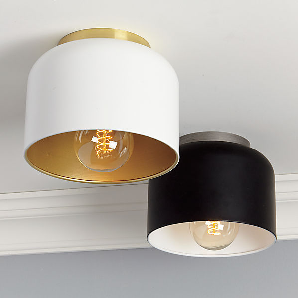 bell white flush mount lamp CB2