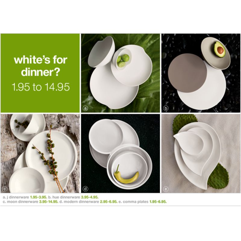 modern white dinnerware from 1.95 (it's true, at CB2)