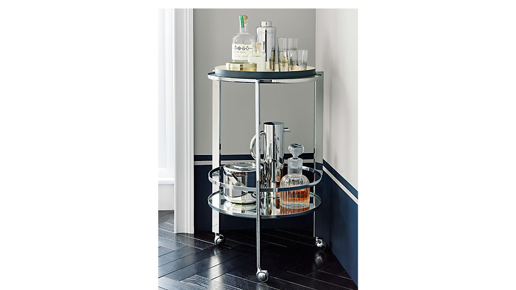 ernest chrome bar cart CB2