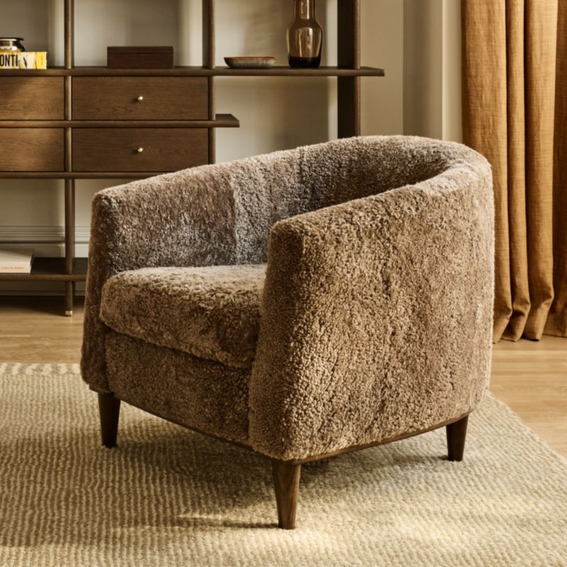  Mayfair Taupe Shearling Accent Chair by Todd Snyder 